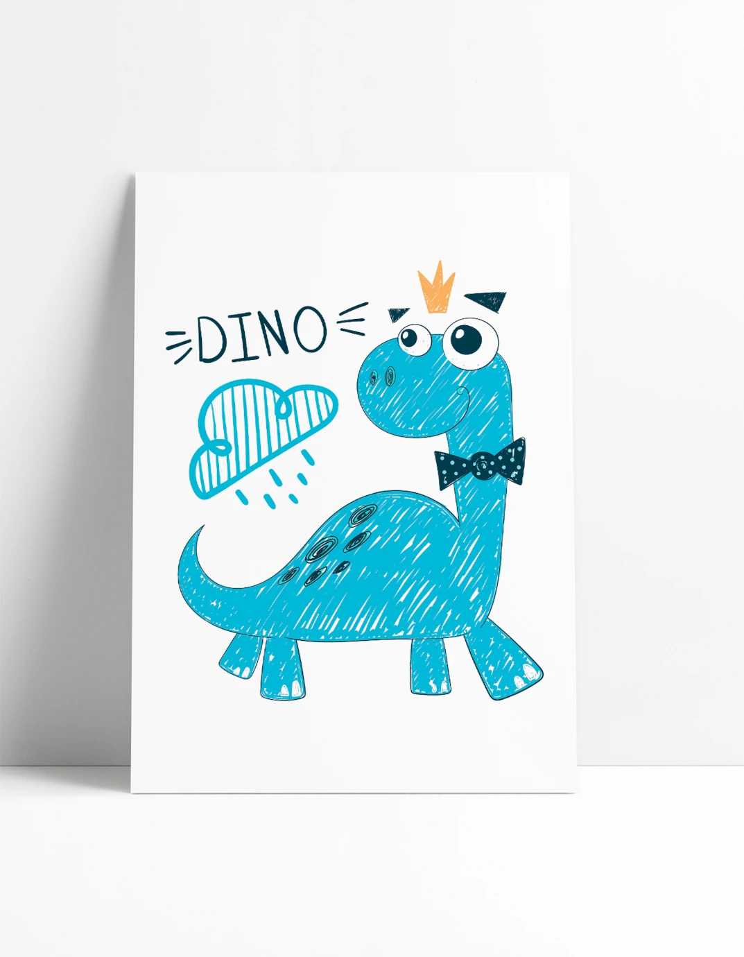 Quadro infantil desenho dinossauro azul DINO