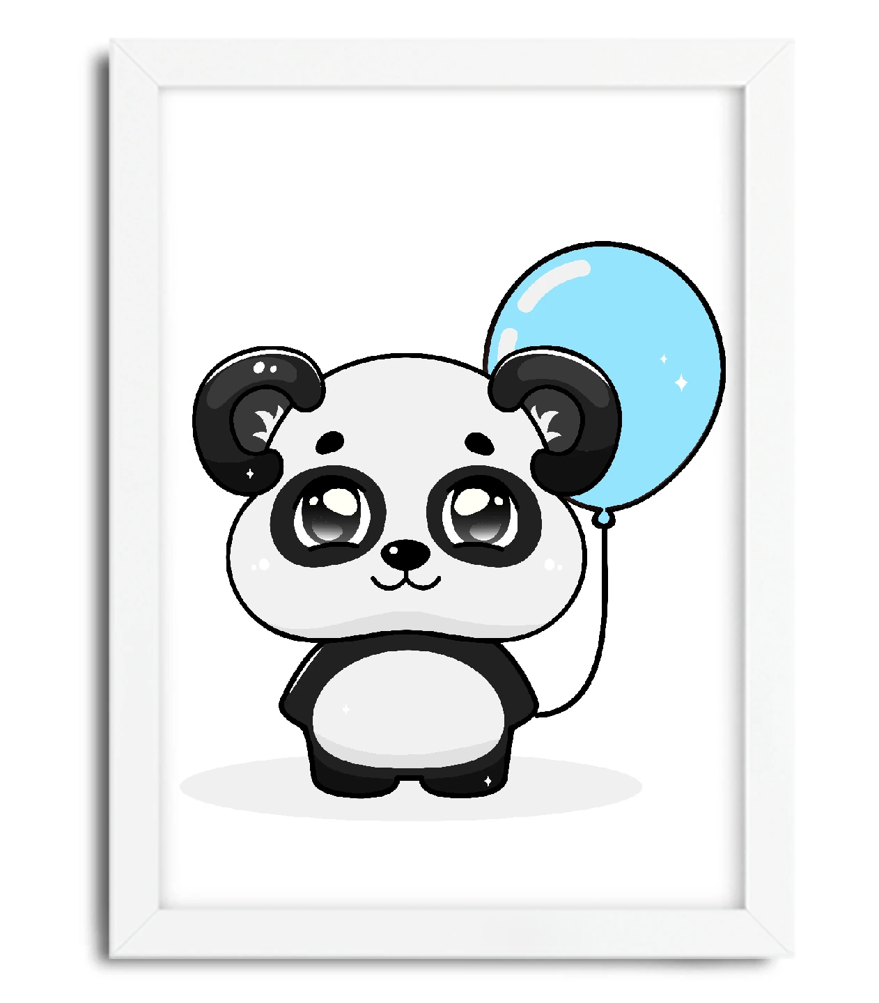 Quadro Infantil Bebê Kit Urso Panda Desenho Com 3 - 20x20 - Preto