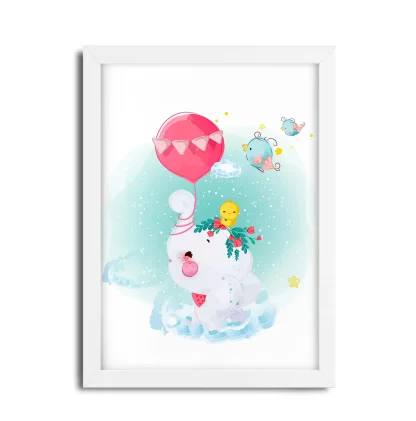 Quadro Decorativo infantil Elefantinho com balão SKU 4064g2