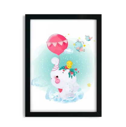 Quadro Decorativo infantil Elefantinho com balão SKU 4064g2