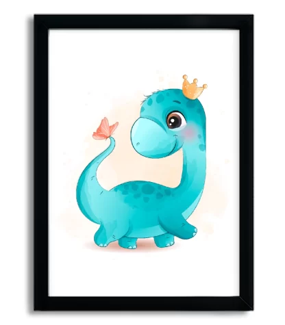 4182g quadro decorativo infantil bebe dinossauro moldura preta