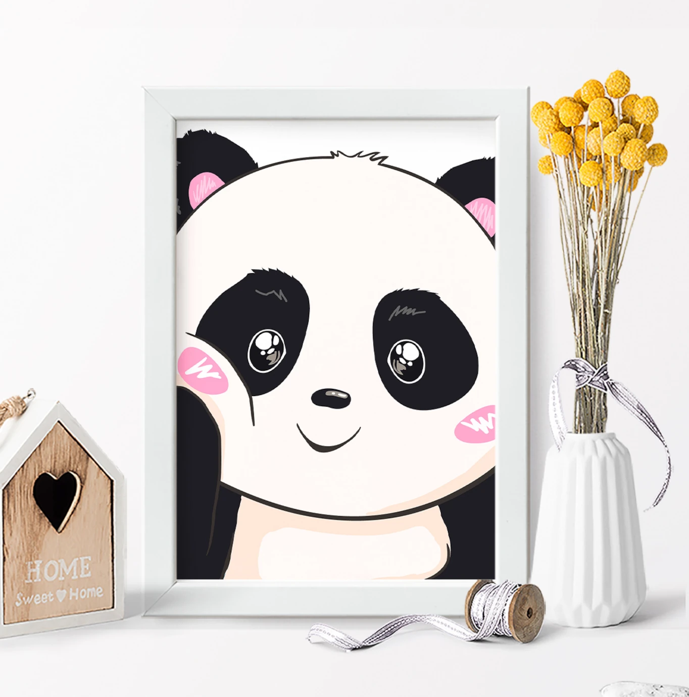 Quadro Decorativo Infantil Panda Fofo Desenho Animais em Promoção