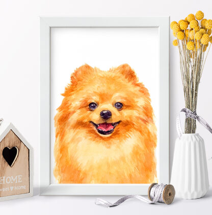 Quadro decorativo Cachorro Spitz Lulu da Pomerânia aquarela sku: 1066