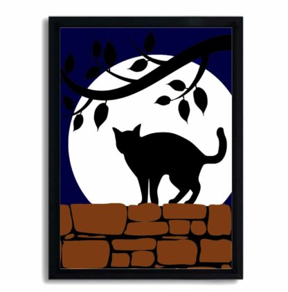 Quadro decorativo Gato Preto e a Lua