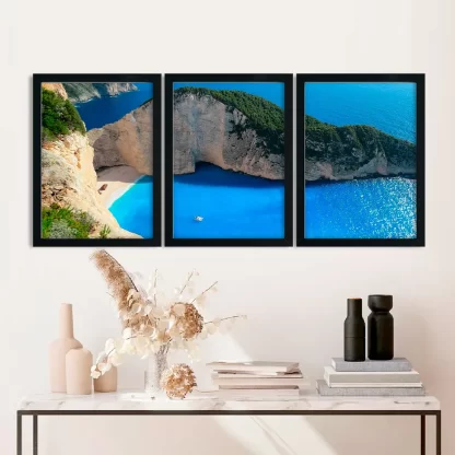 Kit 3 Quadros Decorativos Natureza Paisagem Praia Mar - SKU: 224g36kit