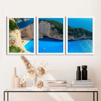 Kit 3 Quadros Decorativos Natureza Paisagem Praia Mar - SKU: 224g36kit