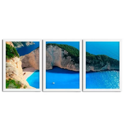 Kit 3 Quadros Decorativos Natureza Paisagem Praia Mar - SKU: 224g36kit