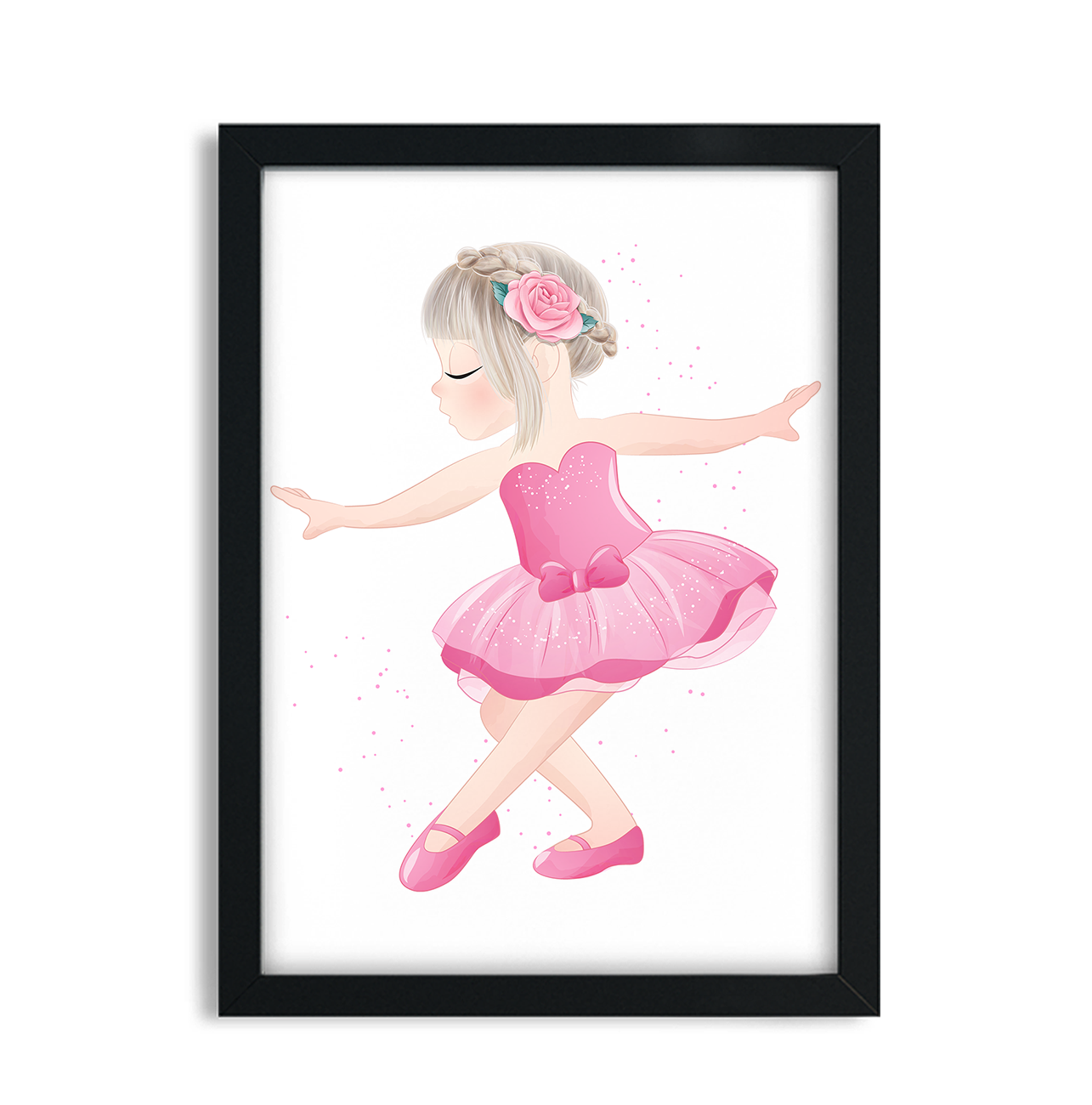 Quadro Decorativo Bailarina Sapatilha de Ballet e Flores SKU