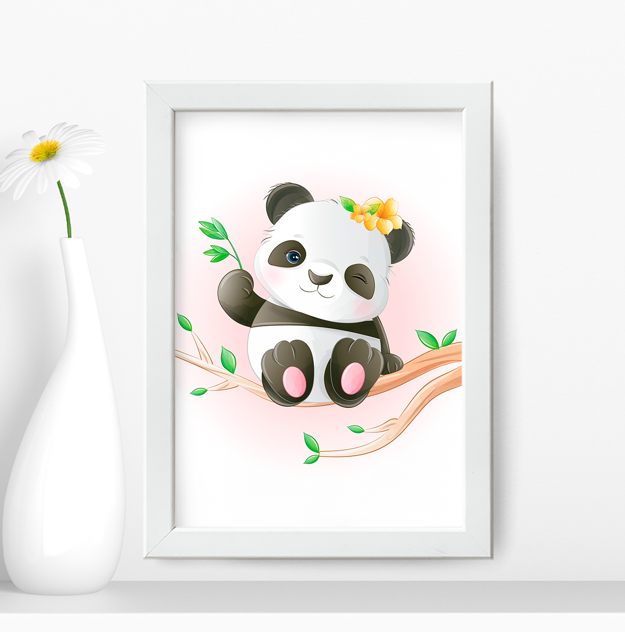 Quadro Infantil Bebê Kit Urso Panda Desenho Com 3 - 20x20 - Branco em  Promoção na Americanas