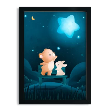 Quadro Decorativo Infantil Ursinho e Coelho - SKU: 4748g1