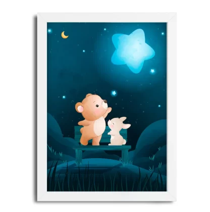 Quadro Decorativo Infantil Ursinho e Coelho - SKU: 4748g1