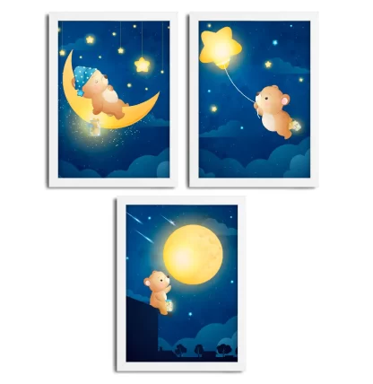 Kit 3 Quadros Decorativos Infantil Ursinho - SKU: 4752k