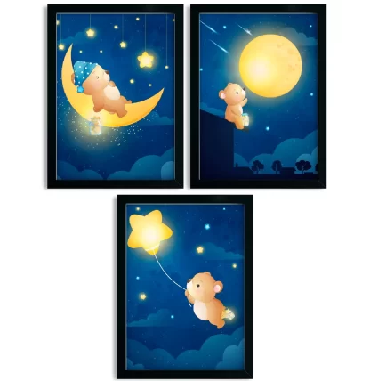 Kit 3 Quadros Decorativos Infantil Ursinho - SKU: 4752k