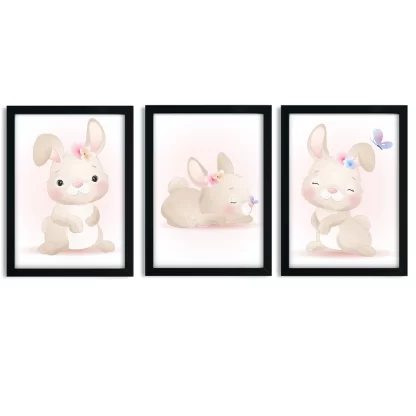 Kit 3 Quadros Decorativos Infantil Coelhinho - SKU: 4767k3