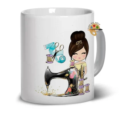 Caneca em Porcelana Costureira SKU: 113g69c