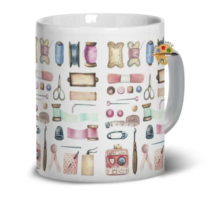 Caneca em Porcelana Costureira Itens de Costura SKU: 113g73c