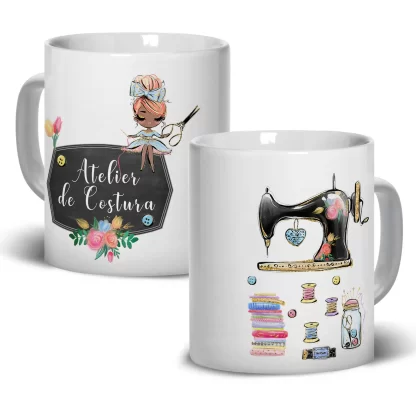 Caneca em Porcelana Costureira Ateliê de costura SKU: 113g75c1