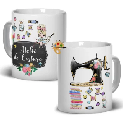 Caneca em Porcelana Costureira Ateliê de costura SKU: 113g75c2