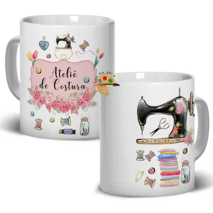 Caneca em Porcelana Costureira Ateliê de costura SKU: 113g75c5