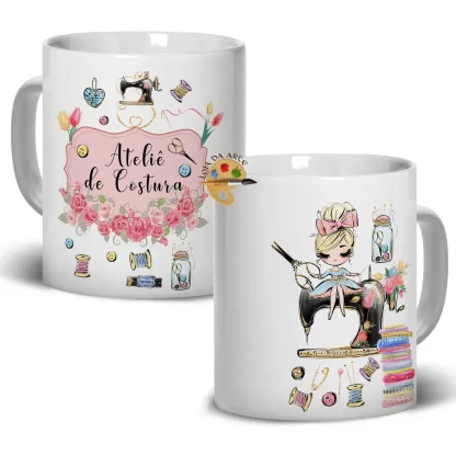 Caneca em Porcelana Costureira Ateliê de costura SKU: 113g75c7