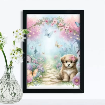 Quadro Cachorrinho em jardim encantado SKU: 117g15c