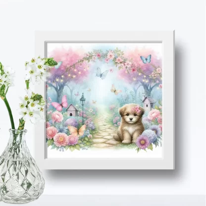 Quadro Cachorrinho em jardim encantado SKU: 117g15c