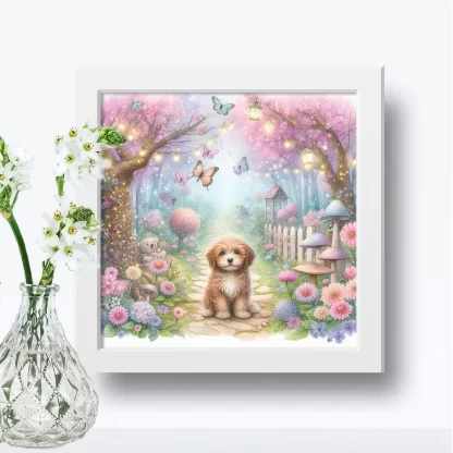 Quadro Cachorrinho em jardim encantado SKU: 117g16c