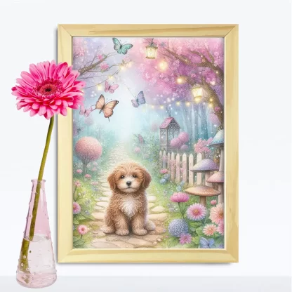 Quadro Cachorrinho em jardim encantado SKU: 117g16c