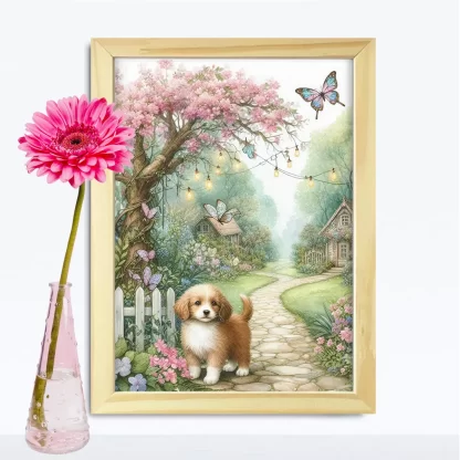 Quadro Cachorrinho em jardim encantado SKU: 117g17c