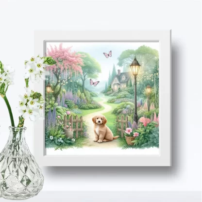 Quadro Cachorrinho em jardim encantado SKU: 117g18c