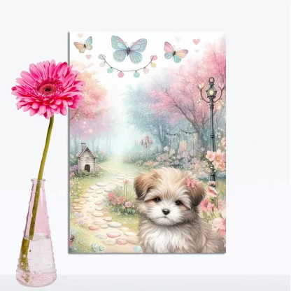 Quadro Decorativo Cachorrinho em jardim encantado SKU: 117g19c