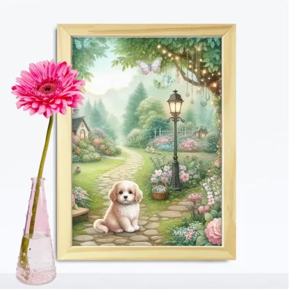 Quadro Cachorrinho em jardim encantado SKU: 117g20c