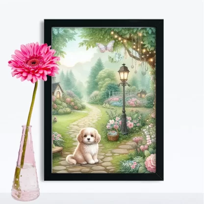 Quadro Cachorrinho em jardim encantado SKU: 117g20c