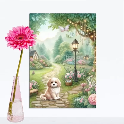 Quadro Cachorrinho em jardim encantado SKU: 117g20c