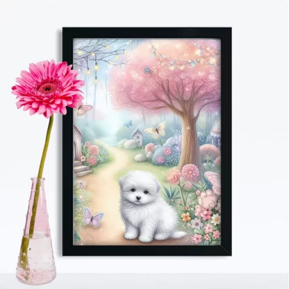 Quadro Decorativo Cachorrinho em jardim encantado SKU: 117g22c