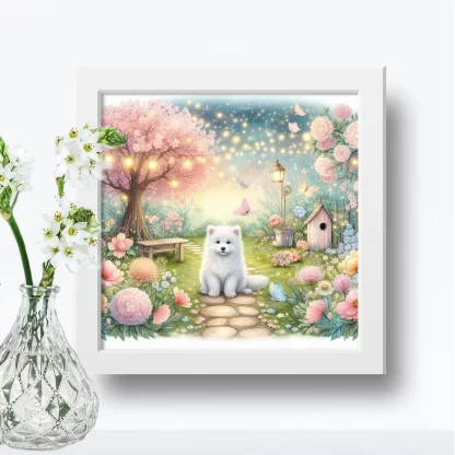 Quadro Decorativo Cachorrinho em jardim encantado SKU: 117g24c