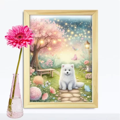 Quadro Decorativo Cachorrinho em jardim encantado SKU: 117g24c