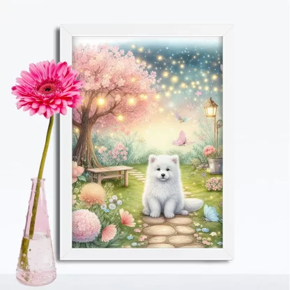 Quadro Decorativo Cachorrinho em jardim encantado SKU: 117g24c