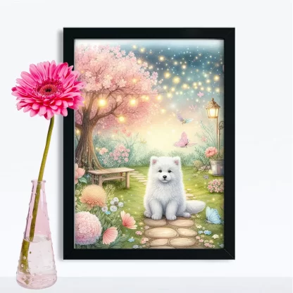 Quadro Decorativo Cachorrinho em jardim encantado SKU: 117g24c