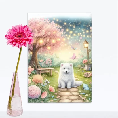 Quadro Decorativo Cachorrinho em jardim encantado SKU: 117g24c