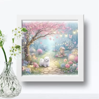 Quadro Decorativo Cachorrinho em jardim encantado SKU: 117g26c