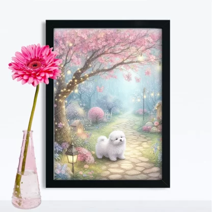 Quadro Decorativo Cachorrinho em jardim encantado SKU: 117g26c