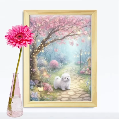 Quadro Decorativo Cachorrinho em jardim encantado SKU: 117g26c