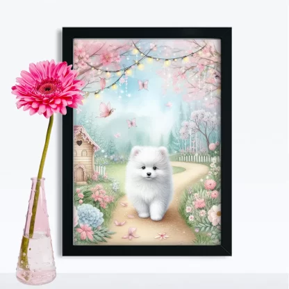 Quadro Decorativo Cachorrinho em jardim encantado SKU: 117g28c