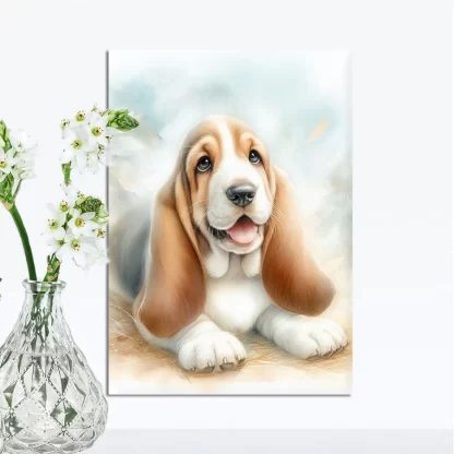 Quadro Infantil com Cachorro Basset