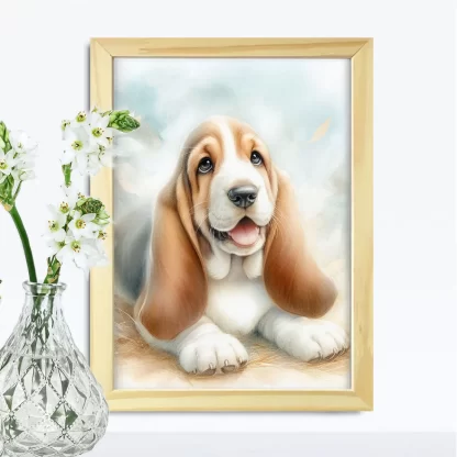 Quadro Infantil com Cachorro Basset