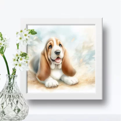 Quadro Infantil com Cachorro Basset