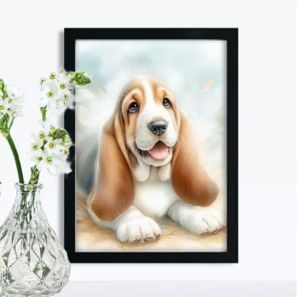 Quadro Infantil com Cachorro Basset