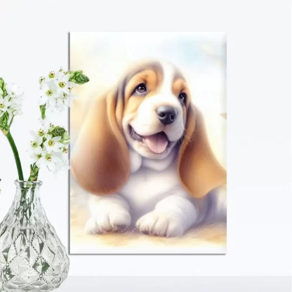 Quadro Cachorro Basset para Quarto de Criança