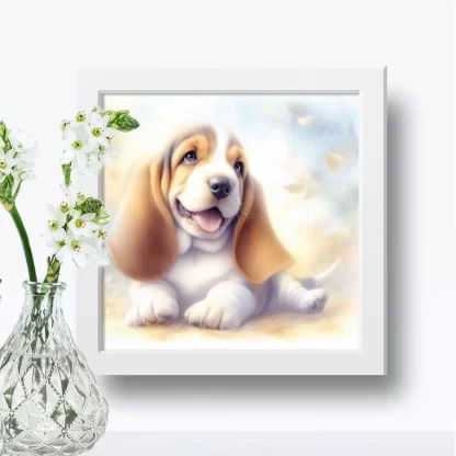 Quadro Cachorro Basset para Quarto de Criança